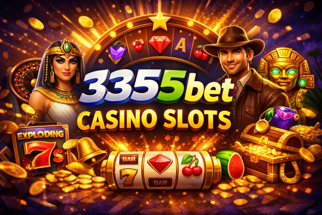 3355bet Casino Slots no Brasil com Jogos populares, rolos de slot, moedas douradas, interface moderna e experiência online no App